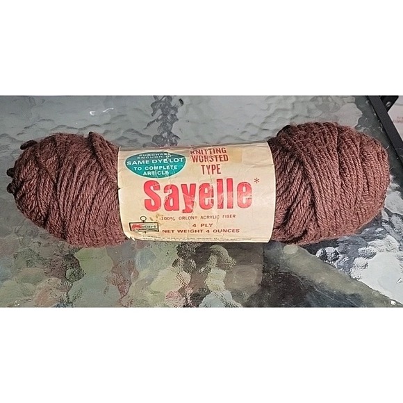 Kmart Sayelle Other - Kmart Sayelle Vintage Yarn 1007 Dark Brown 4 Ply Worsted Orlon Acrylic 4oz Skein